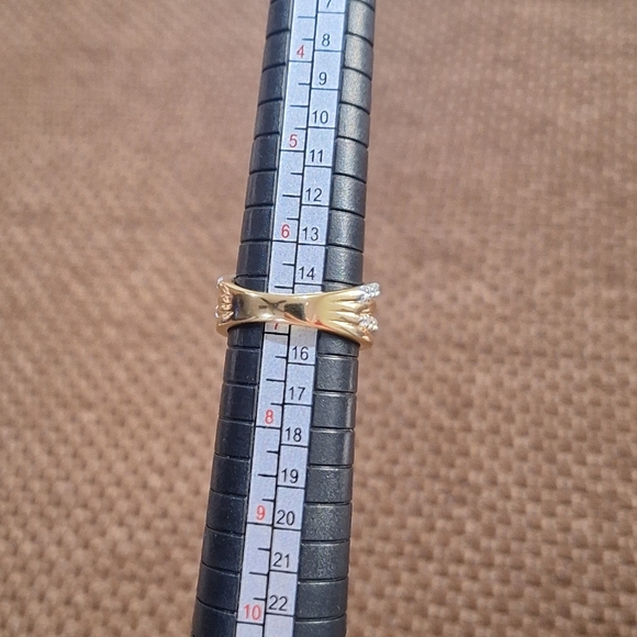 Diamonique Two Tone Highway Ring Sterling Silver CZ Multi Row QVC Size 7 - Picture 8 of 11